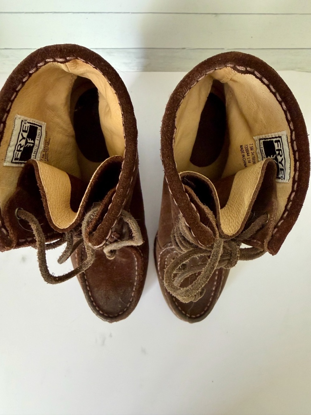Frye Women’s Parker Toe Brown Suede Ankle Boot Heel Lace-up Size US 7.5 - Picture 6 of 14